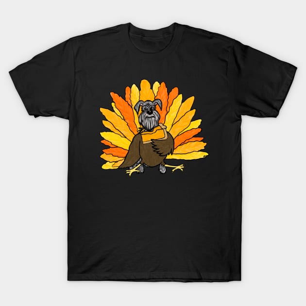 Schnauzer in a Turkey Costume T-Shirt by BlueTiger